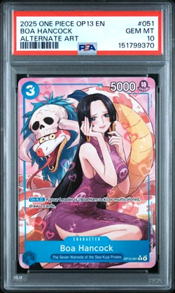 ONE PIECE BOA HANCOCK 2025 OP13-CARRYING ON HIS WILL #051 ALTERNATE ART PSA 10 - Image 1