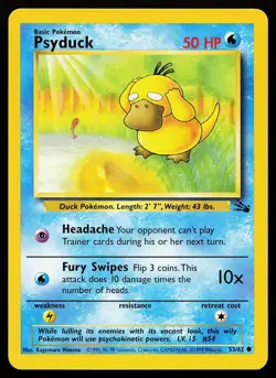 Psyduck 53/62 Common Fossil Pokemon Card - Image 1
