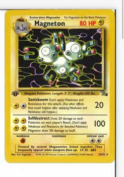Pokemon TCG Magneton Fossil Card 26/62 1st Edition (EX) - Image 1