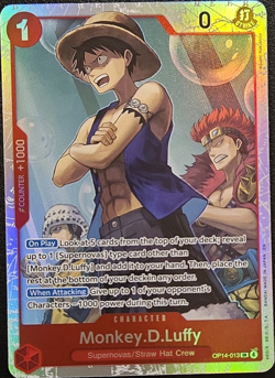 Bandai One Piece Monkey.D.Luffy OP14-013 Holo Character Card English - Image 1