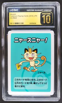 2019 POKEMON PLAYING CARDS JAPANESE MEOWTH OLD MAID CGC 10 PRISTINE RC7 - Image 1
