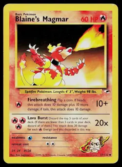 Pokemon Card Gym Heroes Blaine's Magmar 37/132 Unlimited Uncommon - Image 1