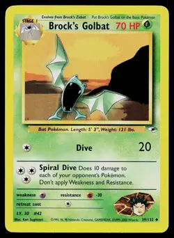 Pokemon Card Gym Heroes Brock's Golbat 39/132 Unlimited Uncommon - Image 1