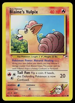 Pokemon Card Gym Heroes Blaine's Vulpix 65/132 Unlimited Common - Image 1
