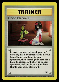 Pokemon Card Gym Heroes Good Manners 111/132 Unlimited Uncommon - Image 1