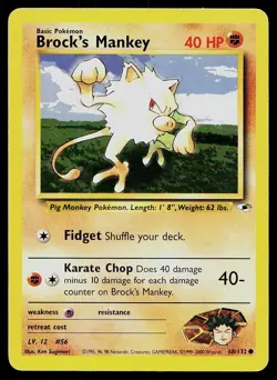 Pokemon Card Gym Heroes Brock's Mankey 68/132 Unlimited Common - Image 1