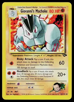 Pokemon Card Gym Challenge Giovanni's Machoke 42/132 Uncommon - Image 1