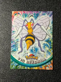 Beedrill #15 - BLUE Logo - NON-HOLO - SERIES 1 - TOPPS Pokemon Card - Lp - Image 1