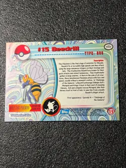 Beedrill #15 - BLUE Logo - NON-HOLO - SERIES 1 - TOPPS Pokemon Card - Lp - Image 2