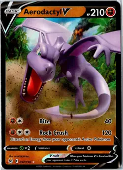 Pokemon Card - Aerodactyl V 092/196 Ultra Rare Holo SWSH11: Lost Origin NM - Image 1