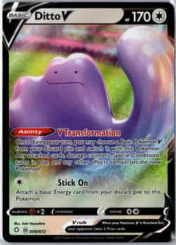 Pokemon Card - Ditto V 050/072 Shining Fates V Rare Holo Near Mint - Image 1