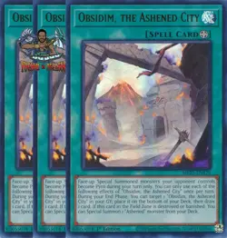 Yugioh! 3x Obsidim, the Ashened City MP25-EN176 Ultra Rare 1st Ed NM - Image 1