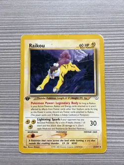 Raikou 22/64 Rare 1st Edition Neo Revelation Pokemon Card Non Holo - Image 1