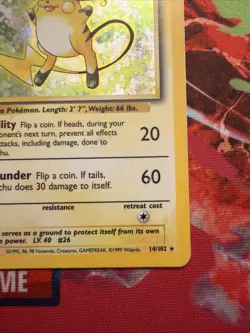 Pokemon TCG Raichu Base Set 14/102 Holo Rare - Image 4