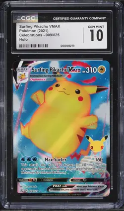 2021 Pokemon Celebrations Surfing Pikachu VMAX #9 CGC 10 - Image 1