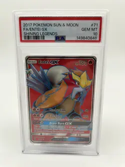 Pokemon TCG Entei GX Full Art Holo Ultra Rare Card 71/73 Shining Legends PSA 10 - Image 1