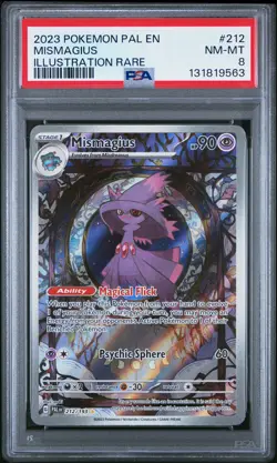 2023 POKEMON PAL EN-PALDEA EVOLVED ILLUSTRATION RARE #212 MISMAGIUS PSA 8 - Image 1