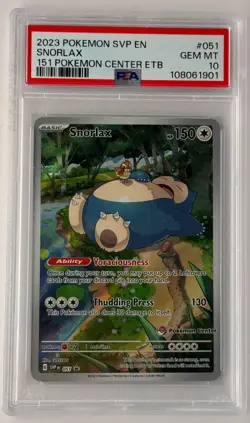 Pokemon 2023 Snorlax 051 Pokemon Center Stamp Promo 151 Pokemon Center PSA 10 - Image 1