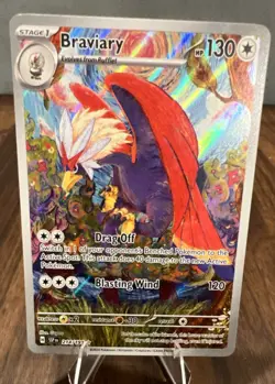 Pokemon TCG Braviary 214/191 SV08 Surging Sparks Holo Illus Rare 130 HP Eng - Image 1