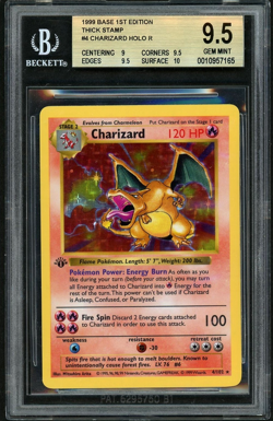 1999 Pokemon Base Set 1st Edition Shadowless Charizard Holo Thick Stamp BGS 9.5 - Image 1