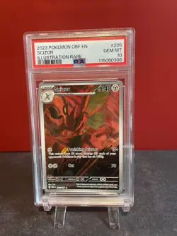 Pokemon TCG Scizor 205/197 SV03 Obsidian Flames Illustration Rare. PSA 10 - Image 1