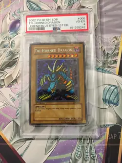 Yu-Gi-Oh Tri-Horned Dragon LOB-000 Secret Rare 1st Edition Glossy PSA - Image 1