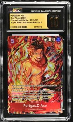ONE PIECE TCG PORTGAS D. ACE SR PROMO ST15-005 CGC PRISTINE 10 BLACK LABEL - Image 1