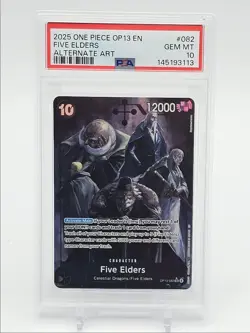 FIVE ELDERS 2025 ONE PIECE ALT ART SUPER RARE ALT ART B #OP13-082 PSA 10 Q7119 - Image 1