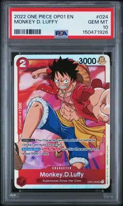 ONE PIECE MONKEY D. LUFFY 2022 OP01-ROMANCE DAWN #024 PSA 10 - Image 1