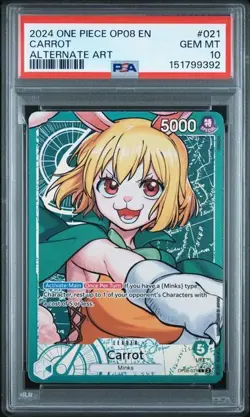 ONE PIECE CARROT 2024 OP08-TWO LEGENDS #021 ALT ART PSA 10 - Image 1