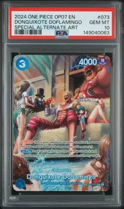 ONE PIECE DONQUIXOTE DOFLAMINGO 2024 OP07-500 YEARS IN THE FUTURE #073 PSA 10 - Image 1