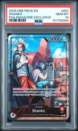 ONE PIECE SHANKS 2025 PROMOS #001 PSA MAGAZINE EXCLUSIVE PSA 10 - Image 1