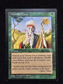 MTG WORLDLY TUTOR Mirage Black Uncommon Card 1996 Lightly Played - Image 1