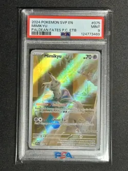 Mimikyu 075 Pokemon Center Promo Card PSA Mint 9 Paldean Fates ETB - Image 1