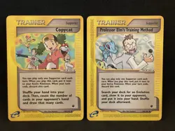 Copycat 138/165 & Professor Elm's Training Method 148/165 Supporter Cards NM - Image 1