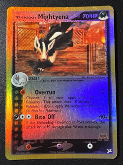 Team Magma's Mightyena 21/95 Team Magma Aqua Pokemon Card Reverse Holo Rare HP - Image 1