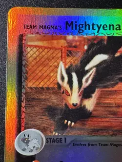 Team Magma's Mightyena 21/95 Team Magma Aqua Pokemon Card Reverse Holo Rare HP - Image 3