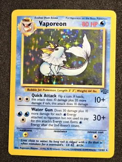 Pokemon TCG 1999 Jungle Unlimited Holo Rare Vaporeon (12/64) -MP - Image 2
