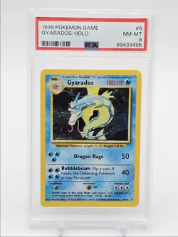 GYARADOS 1999 POKEMON BASE SET GAME HOLO RARE B 6/102 PSA 8 Q7119 - Image 1