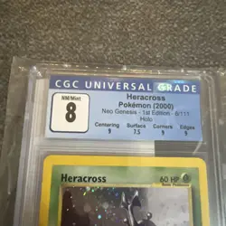 2000 Pokemon Heracross 1st Edition Neo Genesis CGC 8 Holo 6/111 WOTC SWIRL - Image 2