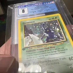 2000 Pokemon Heracross 1st Edition Neo Genesis CGC 8 Holo 6/111 WOTC SWIRL - Image 3