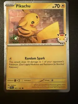 Pikachu 051 /162 Stamped 2026 Pokemon Day 30th Anniversary Promo NM - Image 1