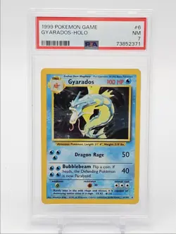 GYARADOS 1999 POKEMON BASE SET GAME HOLO RARE A 6/102 PSA 7 Q7119 - Image 1