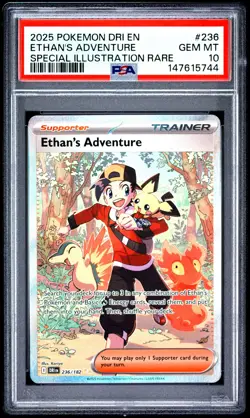 2025 POKEMON DRI EN-DESTINED RIVALS #236 ETHAN'S ADVENTURE PSA 10 - Image 1