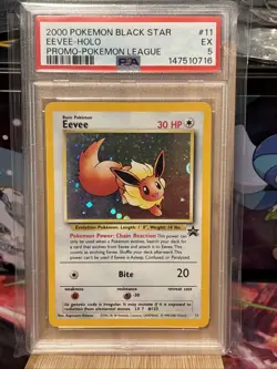 2000 POKEMON BLACK STAR PROMO POKEMON LEAGUE EEVEE HOLO #11 PSA 5 - Image 1