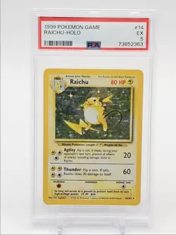 RAICHU 1999 POKEMON BASE SET GAME HOLO RARE 14/102 PSA 5 Q7119 - Image 1