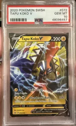 Pokemon TCG Tapu Koko V 072/202 SWSH01: Sword & Shield Ultra Rare PSA 10 - Image 1