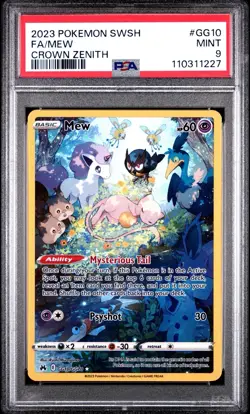 2023 POKEMON SWORD & SHIELD CROWN ZENITH #GG10 FULL ART/MEW PSA 9 - Image 1