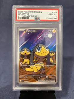 2025 Pokemon Mega Evolution Base Set #143 Helioptile Illustration Rare PSA 10 - Image 1