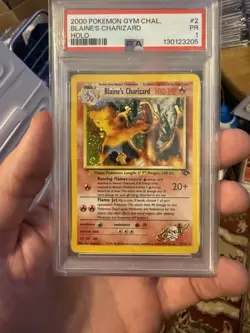 PSA 1 PR 2000 Gym Challenge Blaine's Charizard 2/132 Holo Foil Pokemon Unlimited - Image 1